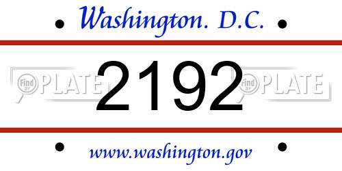 2192 District Of Columbia License Plate