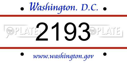 2193 District Of Columbia License Plate