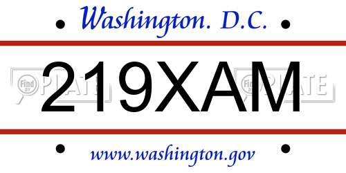 219XAM District Of Columbia License Plate