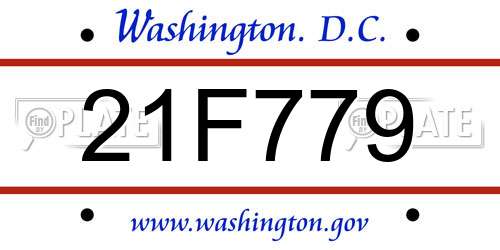 21F779 District Of Columbia License Plate