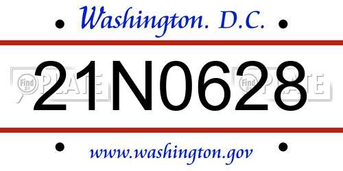 21N0628 District Of Columbia License Plate