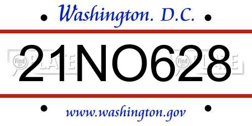 21NO628 District Of Columbia License Plate