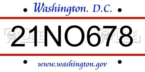 21NO678 District Of Columbia License Plate