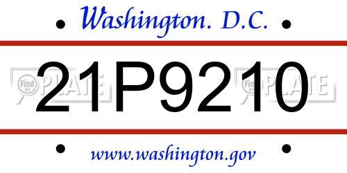 21P9210 District Of Columbia License Plate