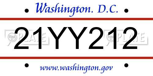 21YY212 District Of Columbia License Plate