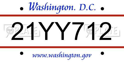 21YY712 District Of Columbia License Plate