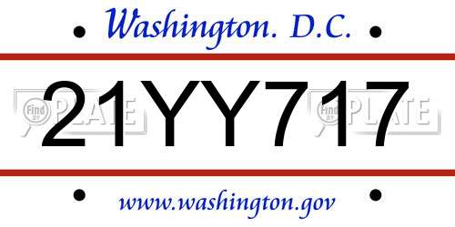 21YY717 District Of Columbia License Plate