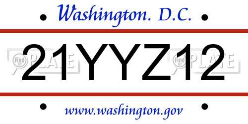 21YYZ12 District Of Columbia License Plate