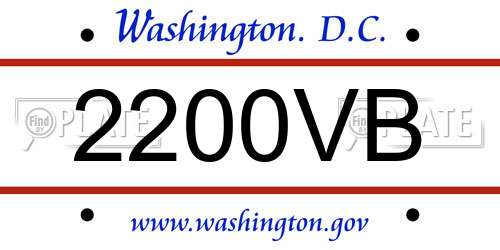 2200VB District Of Columbia License Plate