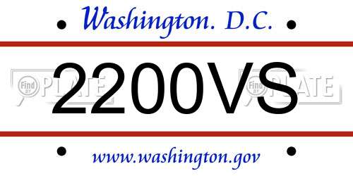 2200VS District Of Columbia License Plate