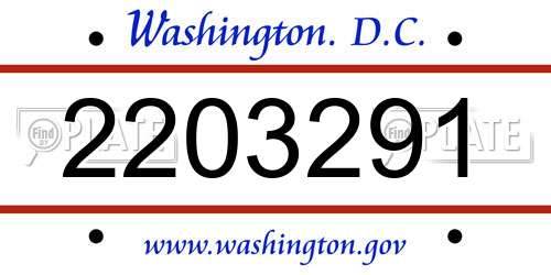 2203291 District Of Columbia License Plate