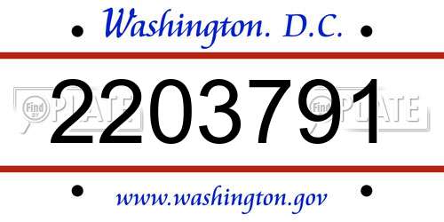 2203791 District Of Columbia License Plate