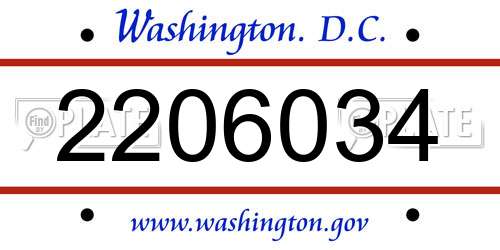 2206034 District Of Columbia License Plate