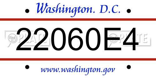 22060E4 District Of Columbia License Plate