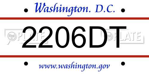 2206DT District Of Columbia License Plate