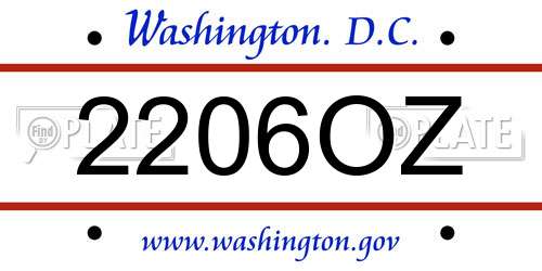 2206OZ District Of Columbia License Plate