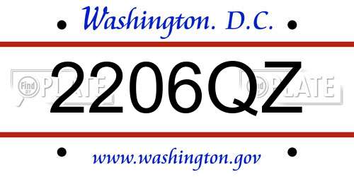 2206QZ District Of Columbia License Plate