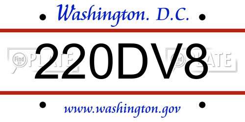 220DV8 District Of Columbia License Plate