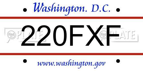 220FXF District Of Columbia License Plate