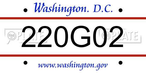 220G02 District Of Columbia License Plate