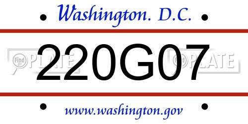 220G07 District Of Columbia License Plate