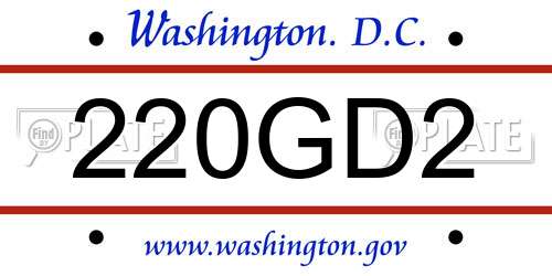 220GD2 District Of Columbia License Plate