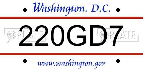 220GD7 District Of Columbia License Plate