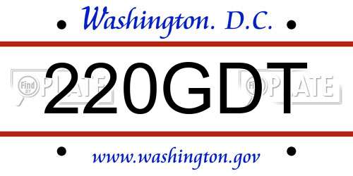 220GDT District Of Columbia License Plate