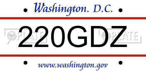 220GDZ District Of Columbia License Plate