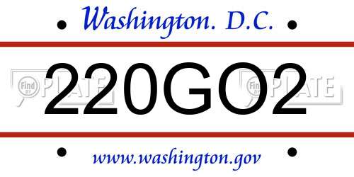 220GO2 District Of Columbia License Plate