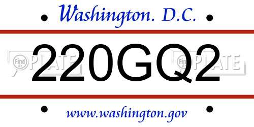 220GQ2 District Of Columbia License Plate