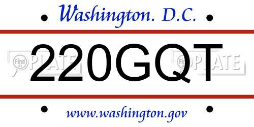 220GQT District Of Columbia License Plate