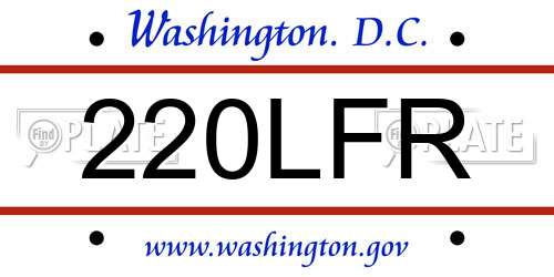 220LFR District Of Columbia License Plate