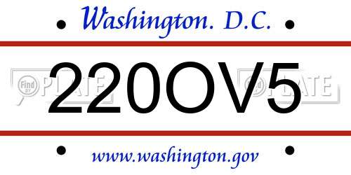 220OV5 District Of Columbia License Plate