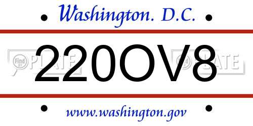 220OV8 District Of Columbia License Plate