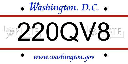 220QV8 District Of Columbia License Plate