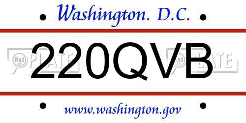 220QVB District Of Columbia License Plate