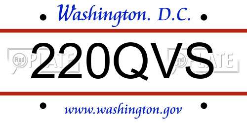 220QVS District Of Columbia License Plate