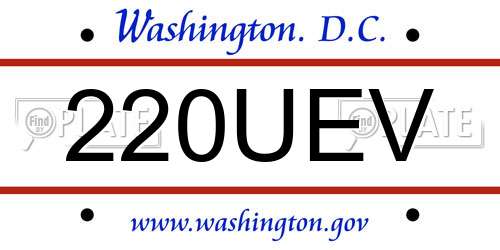 220UEV District Of Columbia License Plate