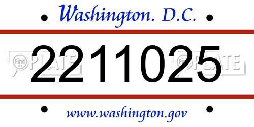 2211025 District Of Columbia License Plate