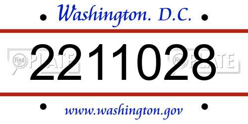2211028 District Of Columbia License Plate