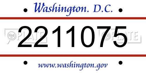 2211075 District Of Columbia License Plate