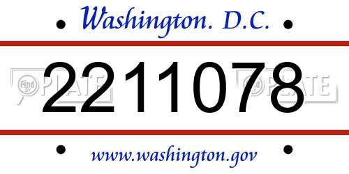 2211078 District Of Columbia License Plate
