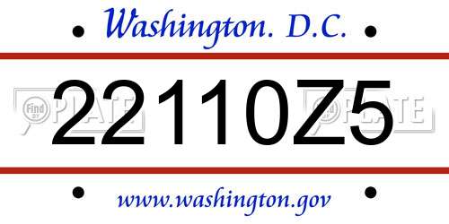 22110Z5 District Of Columbia License Plate