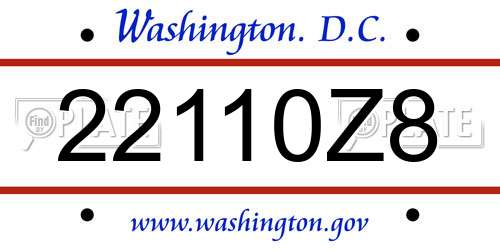 22110Z8 District Of Columbia License Plate
