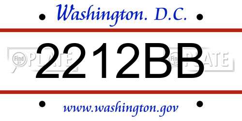 2212BB District Of Columbia License Plate