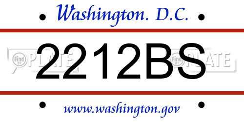 2212BS District Of Columbia License Plate