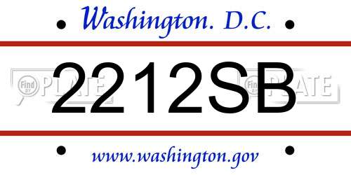 2212SB District Of Columbia License Plate