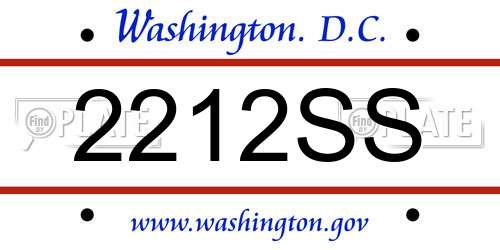 2212SS District Of Columbia License Plate