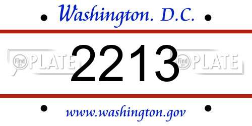 2213 District Of Columbia License Plate